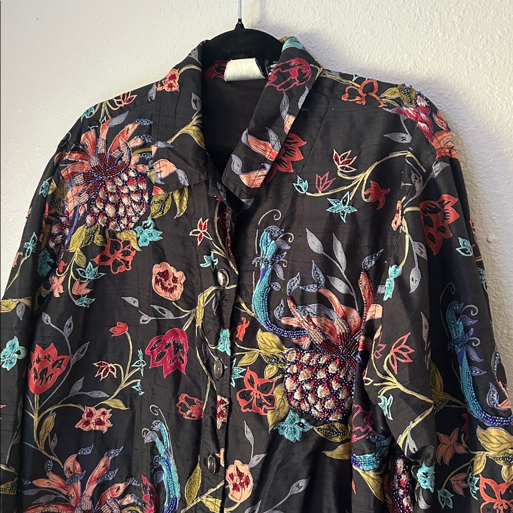 Chico’s VTG Silk / Cotton Blend Beaded Embellished Layering Jacket (Size 2 = 12)